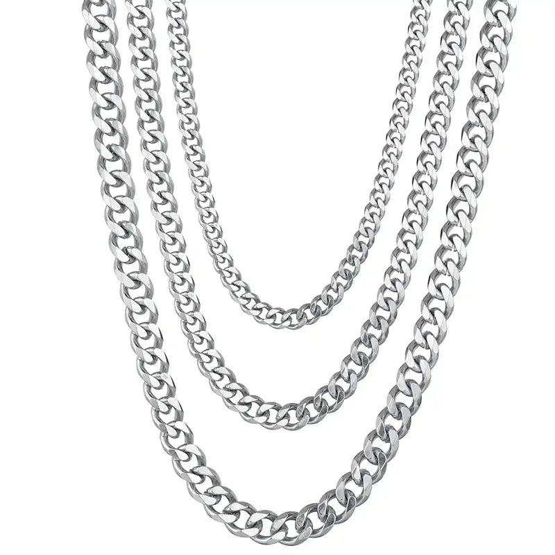 3.5-7mm Stainless Steel Cuban Chain Necklace / KC5025