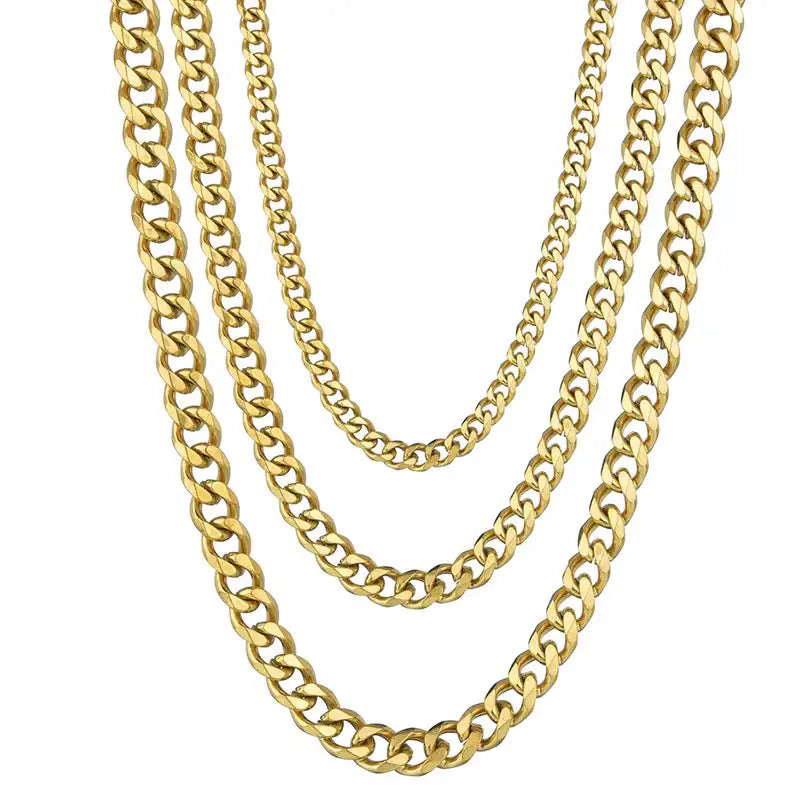 3.5-7mm Stainless Steel Cuban Chain Necklace / KC5025