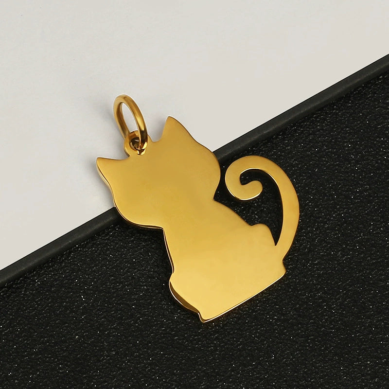 35*28mm Stainless Steel Engravable Hollow Cat Tags ( pk of 10 ) / KT0038