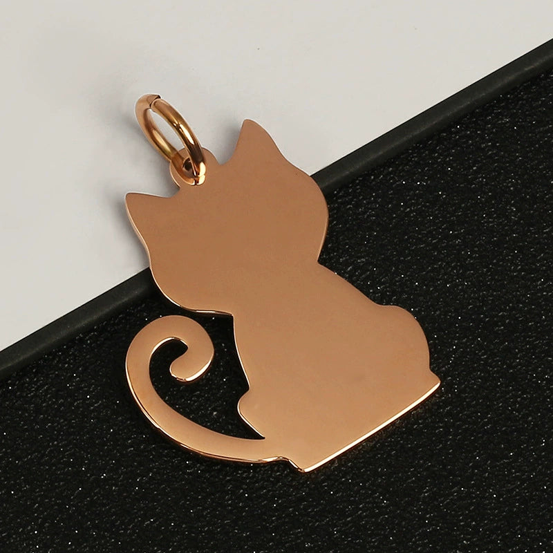 35*28mm Stainless Steel Engravable Hollow Cat Tags ( pk of 10 ) / KT0038