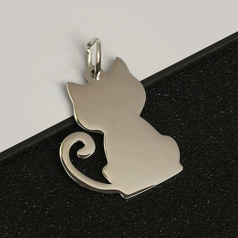 35*28mm Stainless Steel Engravable Hollow Cat Tags ( pk of 10 ) / KT0038