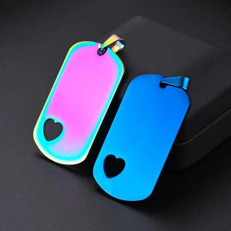 50*28mm Stainless Steel Blank Hollow Heart Military Dog Tags ( pk of 10 ) / KT0011
