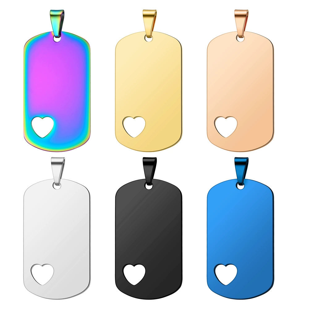 50*28mm Stainless Steel Blank Hollow Heart Military Dog Tags ( pk of 10 ) / KT0011