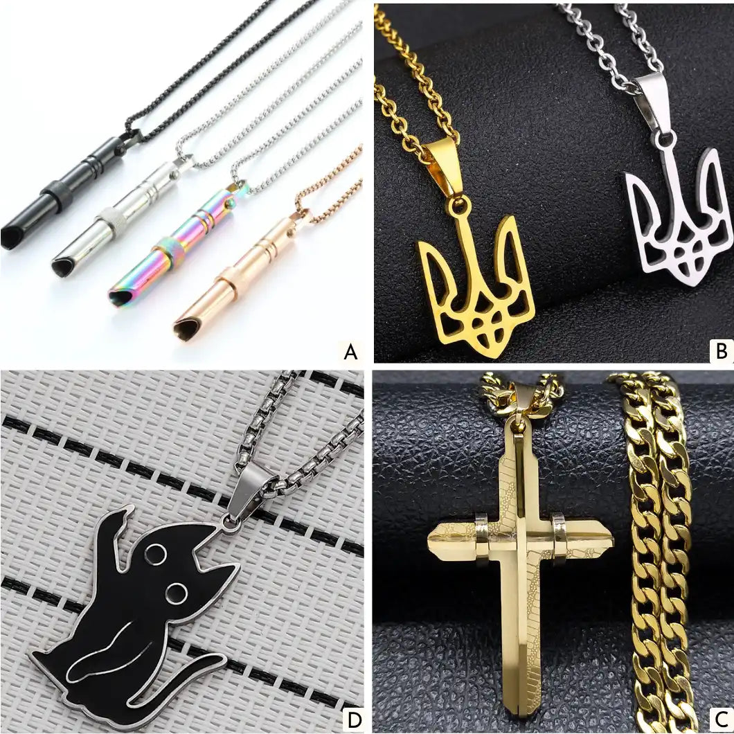 18K Gold PVD Stainless Steel Letter Initial Pendant Necklace / 25005009