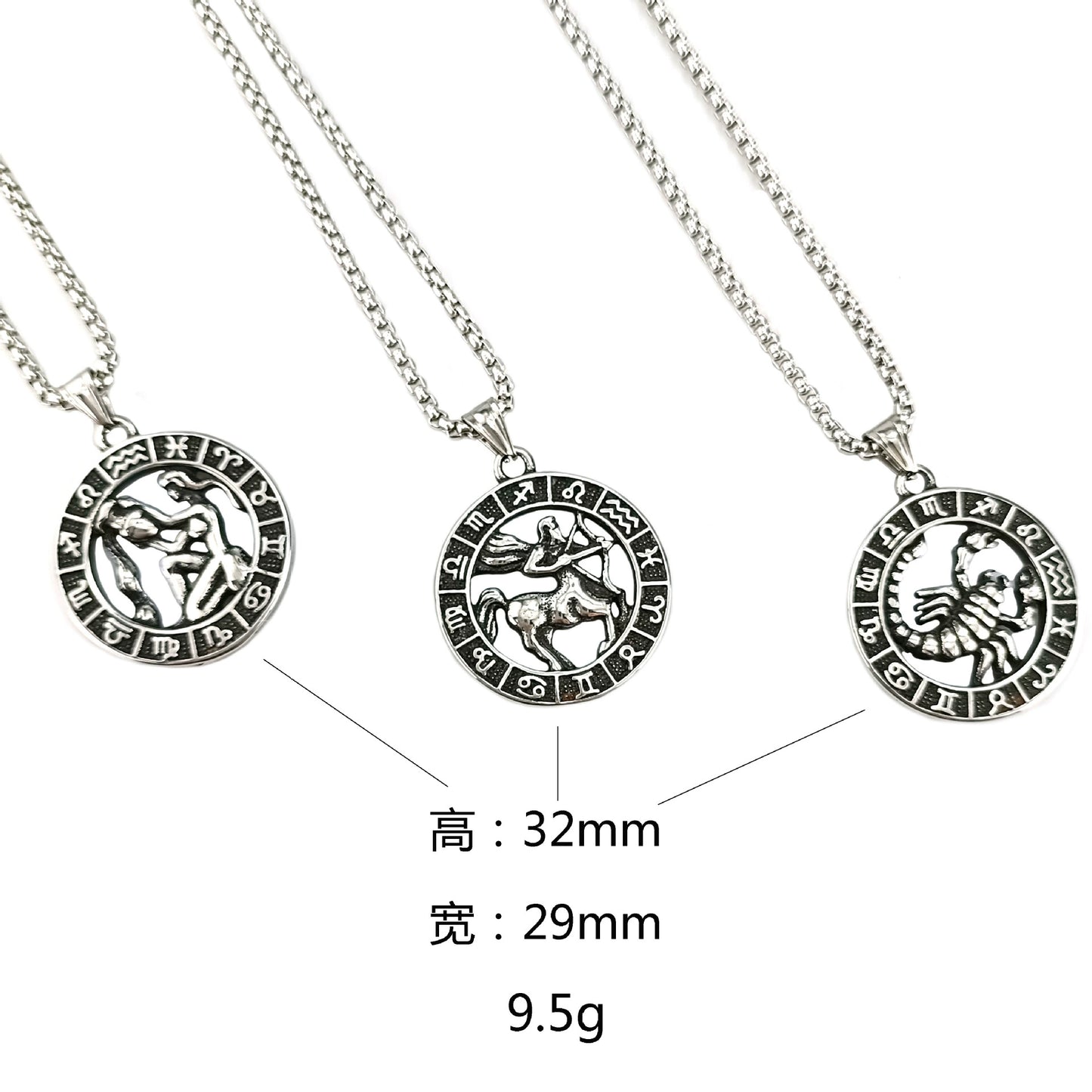 60cm Stainless Steel Vintage Cancer Zodiac Necklace / KJ0212
