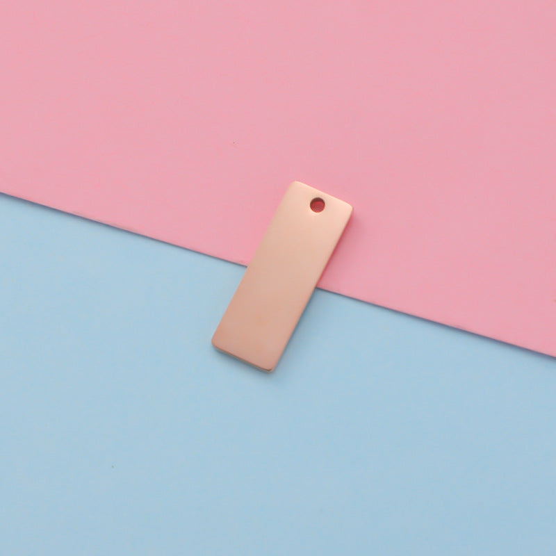 8x22mm Engravable Blank Stainless Steel Square Shape Tag Pendant