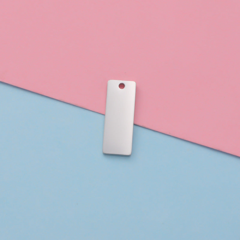 8x22mm Engravable Blank Stainless Steel Square Shape Tag Pendant