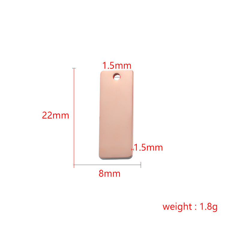 8x22mm Engravable Blank Stainless Steel Square Shape Tag Pendant
