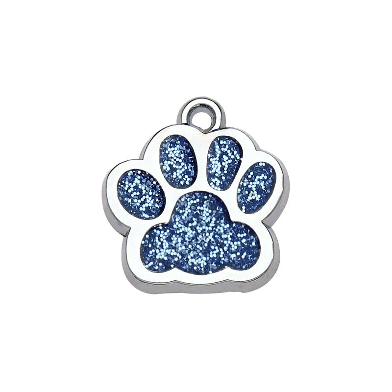 Alloy Shiny Engravable Paw Shape Cat Dog Tags With Keyring ( pk of 10 ) / KT1002
