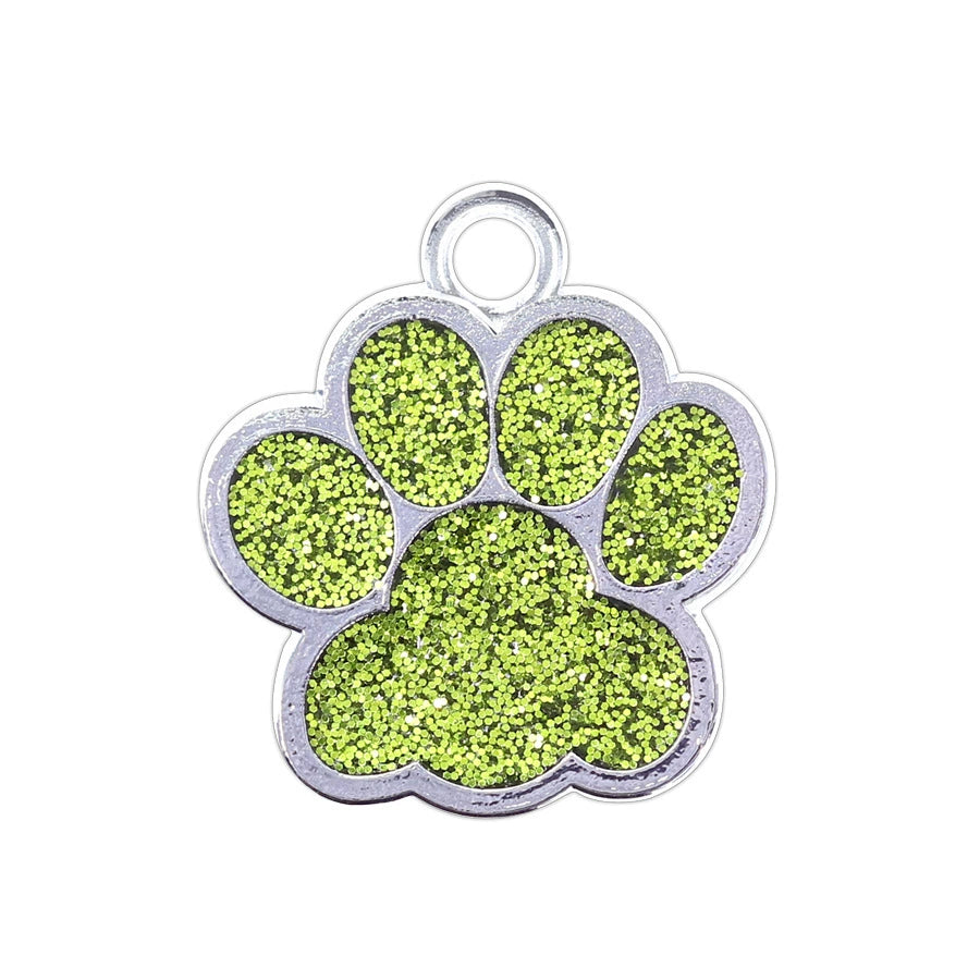 Alloy Shiny Engravable Paw Shape Cat Dog Tags With Keyring ( pk of 10 ) / KT1002