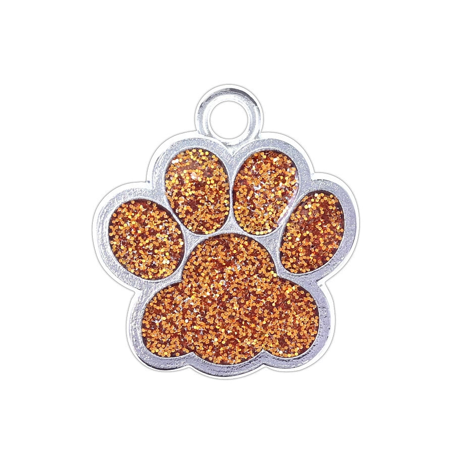 Alloy Shiny Engravable Paw Shape Cat Dog Tags With Keyring ( pk of 10 ) / KT1002