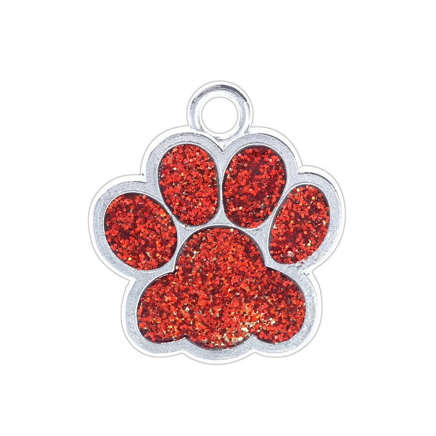 Alloy Shiny Engravable Paw Shape Cat Dog Tags With Keyring ( pk of 10 ) / KT1002