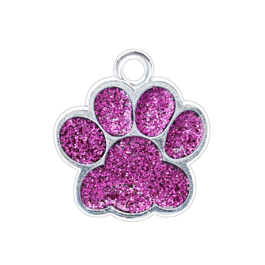 Alloy Shiny Engravable Paw Shape Cat Dog Tags With Keyring ( pk of 10 ) / KT1002