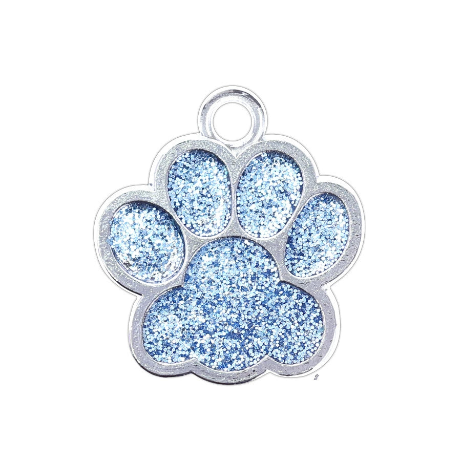 Alloy Shiny Engravable Paw Shape Cat Dog Tags With Keyring ( pk of 10 ) / KT1002