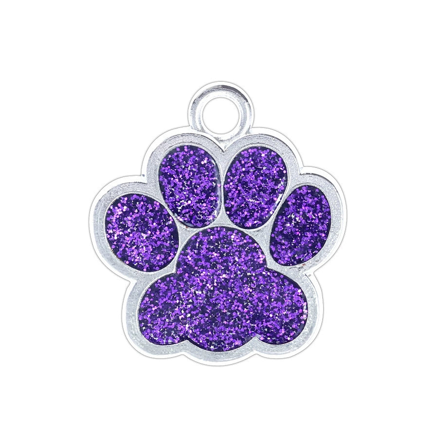 Alloy Shiny Engravable Paw Shape Cat Dog Tags With Keyring ( pk of 10 ) / KT1002