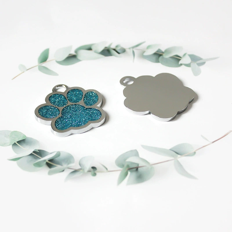 Alloy Shiny Engravable Paw Shape Cat Dog Tags ( pk of 10 ) / KT1001