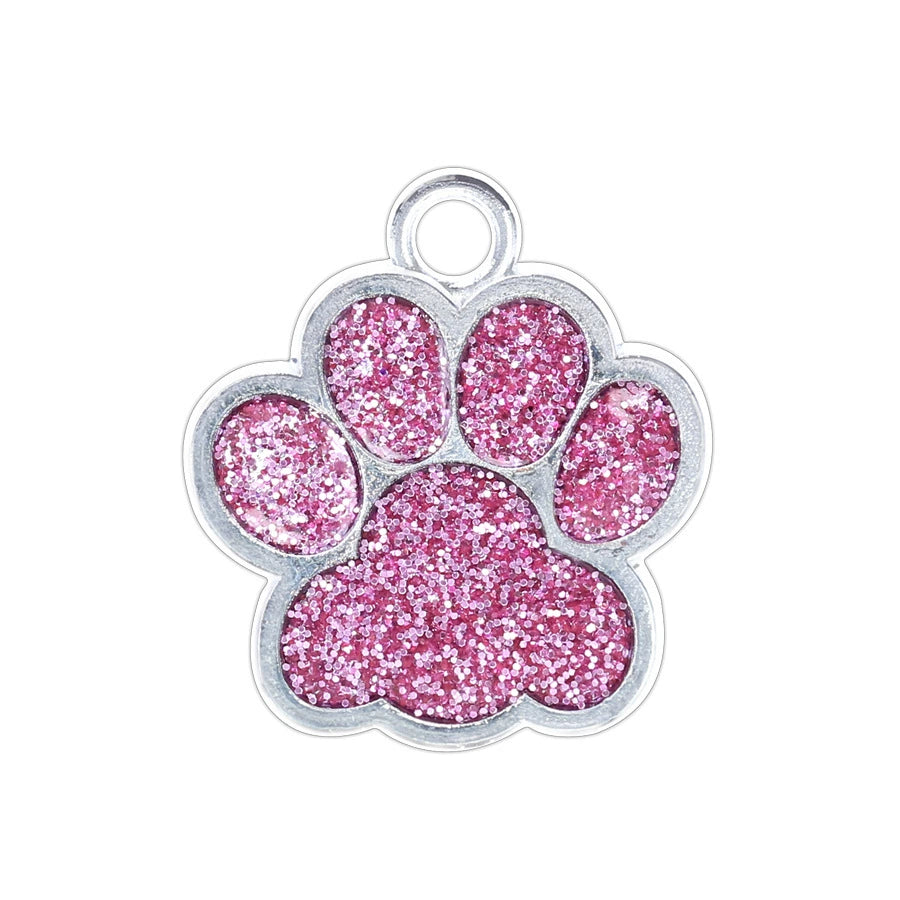 Alloy Shiny Engravable Paw Shape Cat Dog Tags With Keyring ( pk of 10 ) / KT1002
