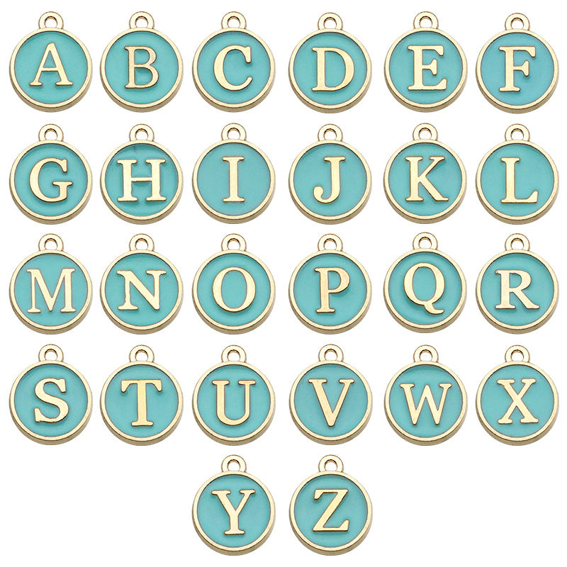 Alloy 26 Green Letters DIY Jewelry Making Pendants (pack of 10)