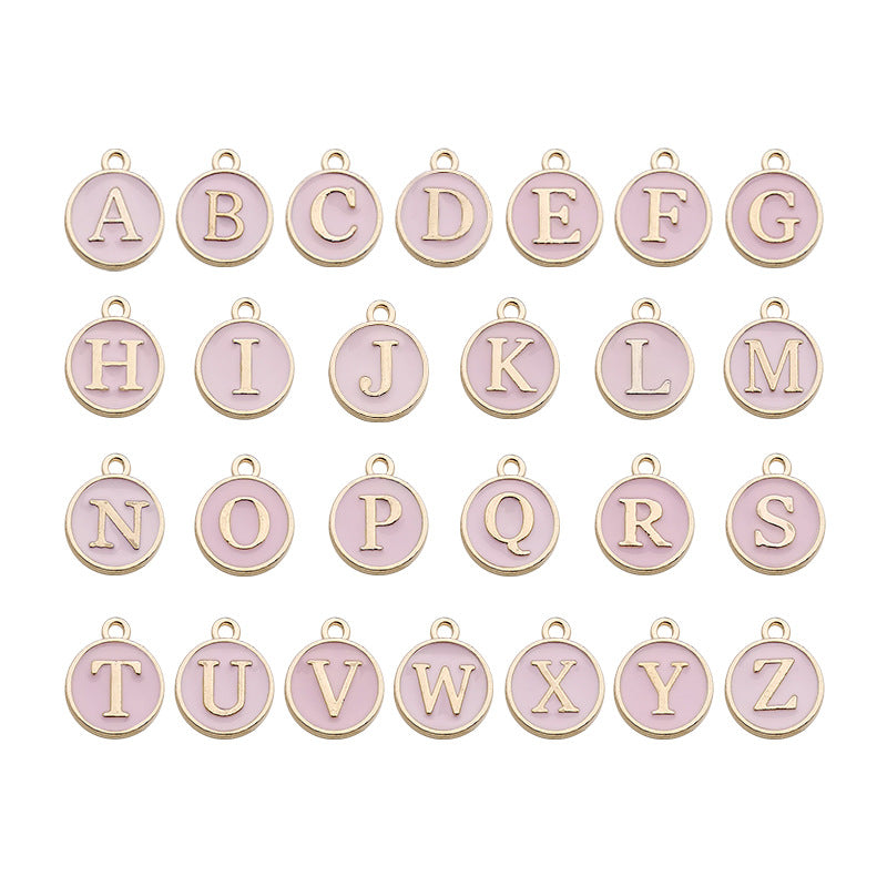 Alloy 26 Pink Letters DIY Jewelry Making Pendants (pack of 10)