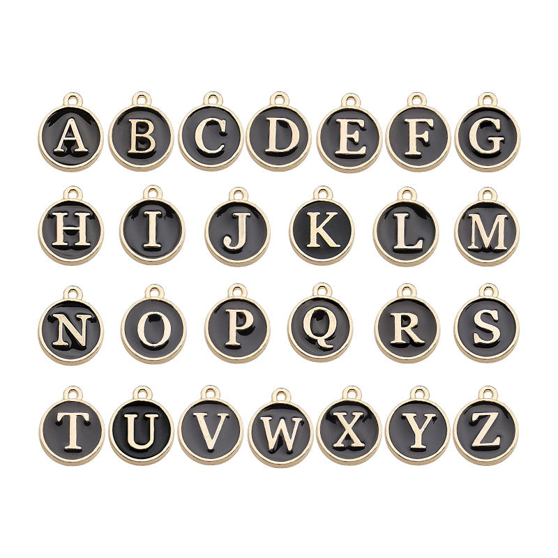Alloy 26 Black Letters DIY Jewelry Making Pendants (pack of 10)