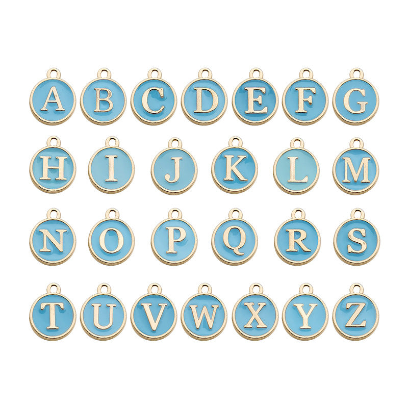 Alloy 26 Blue Letters DIY Jewelry Making Pendants (pack of 10)