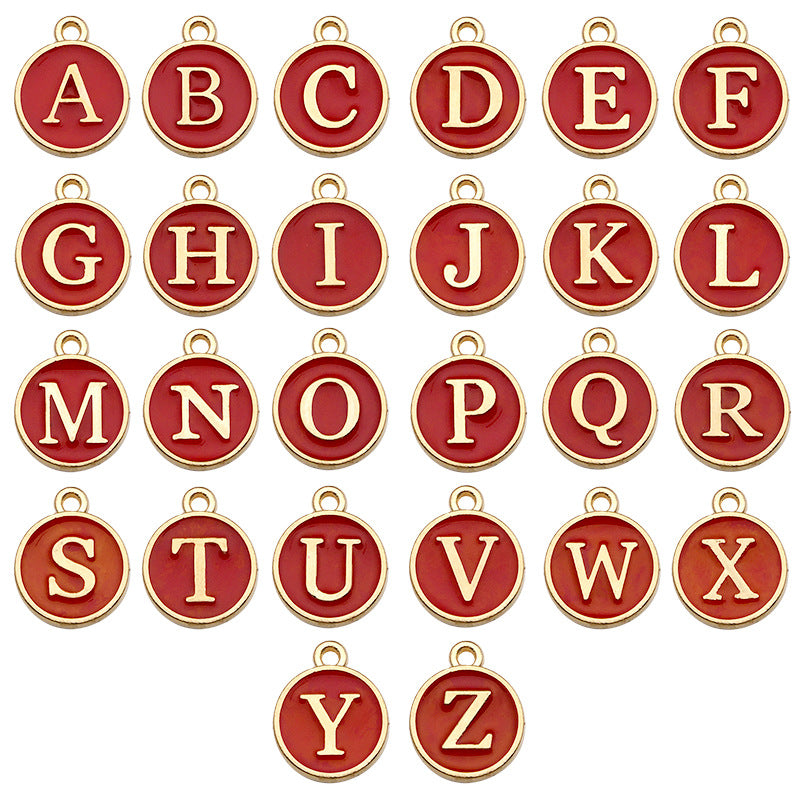 Alloy 26 Red Letters DIY Jewelry Making Pendants (pack of 10)