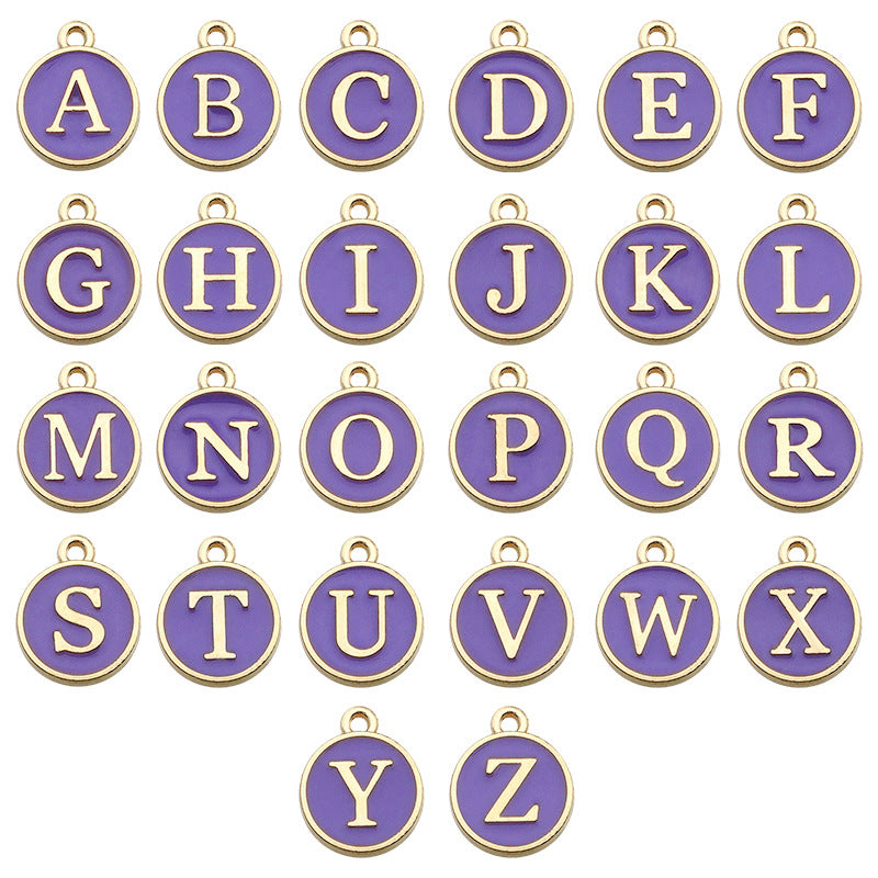 Alloy 26 Purple Letters DIY Jewelry Making Pendants (pack of 10)