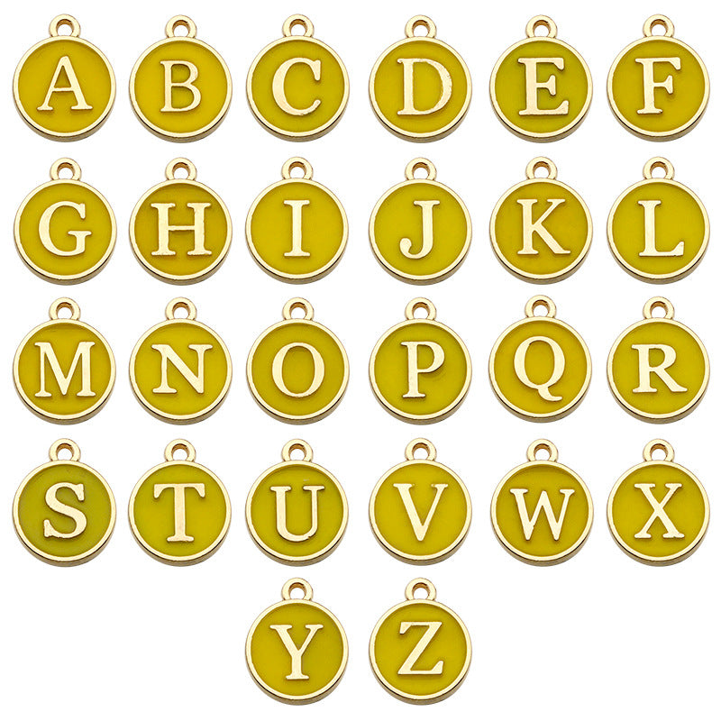Alloy 26 Yellow Letters DIY Jewelry Making Pendants (pack of 10)