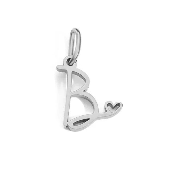 Stainless Steel A-Z Letter Heart Pendant (Pk of 10 ) / KP0002