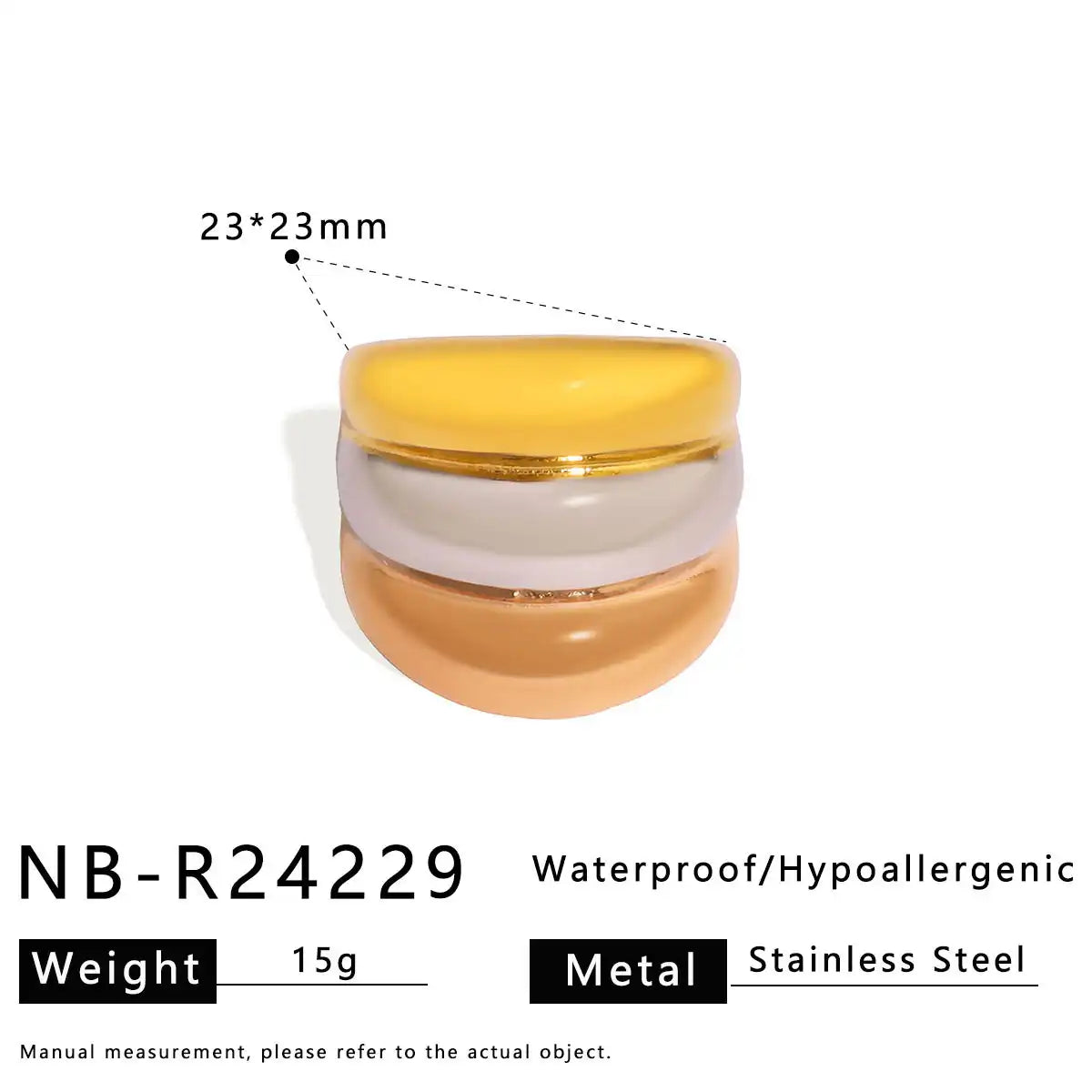 Bicolor Hollow Asymmetric Stainless Steel Ring / 25204008