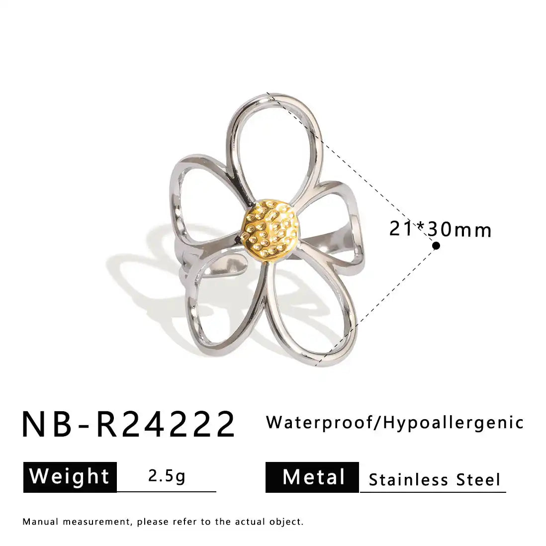 Bicolor Hollow Asymmetric Stainless Steel Ring / 25204008