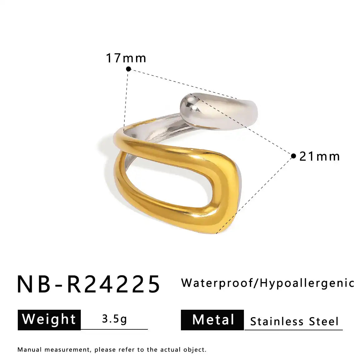 Bicolor Hollow Asymmetric Stainless Steel Ring / 25204008