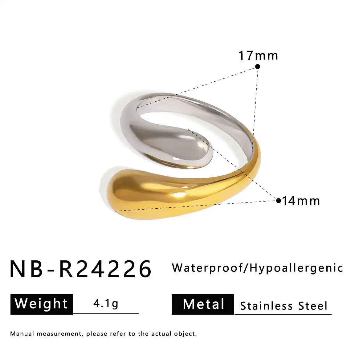 Bicolor Hollow Asymmetric Stainless Steel Ring / 25204008