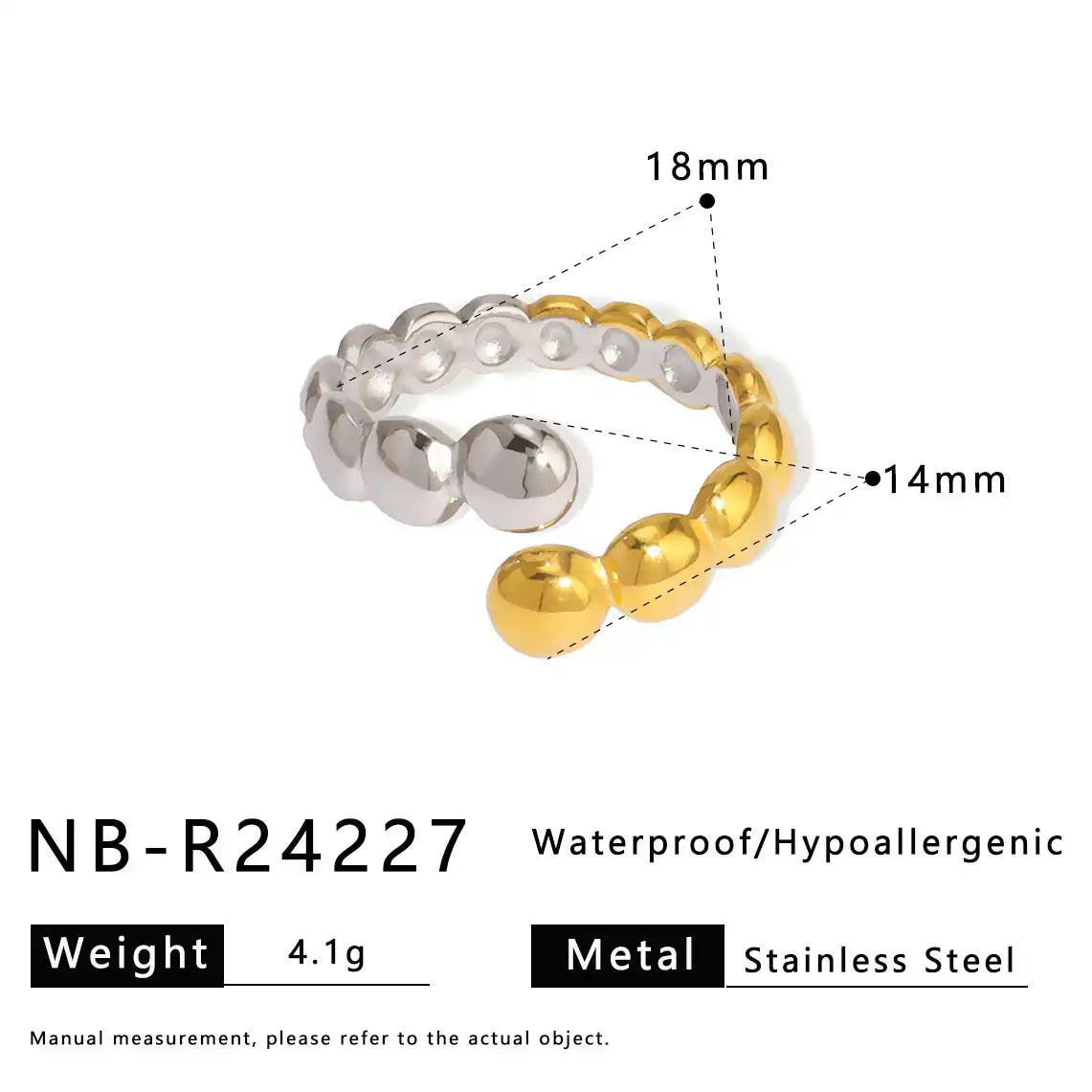 Bicolor Hollow Asymmetric Stainless Steel Ring / 25204008