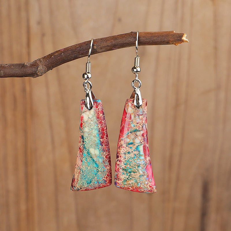 Bohemian Style with Irregular Emperor Stone Dangle Earrings / DE0001