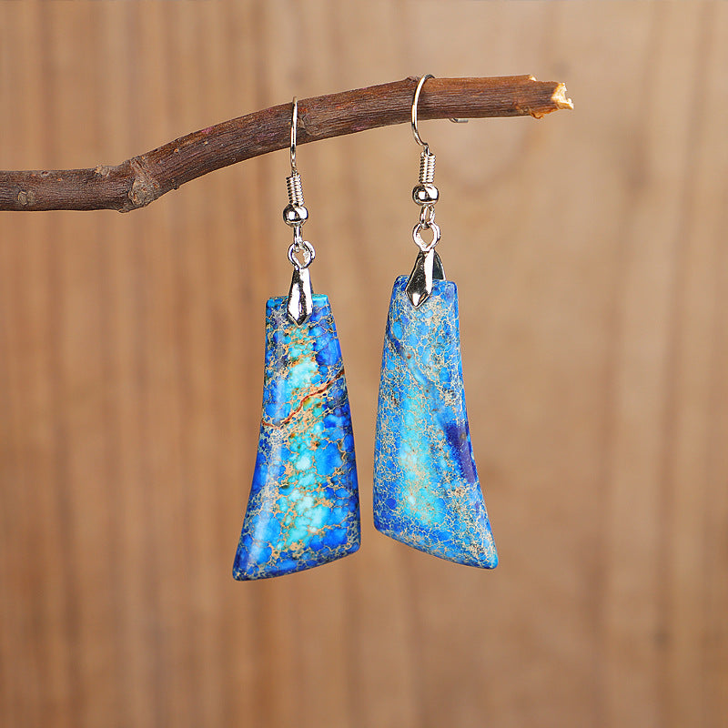 Bohemian Style with Irregular Emperor Stone Dangle Earrings / DE0001