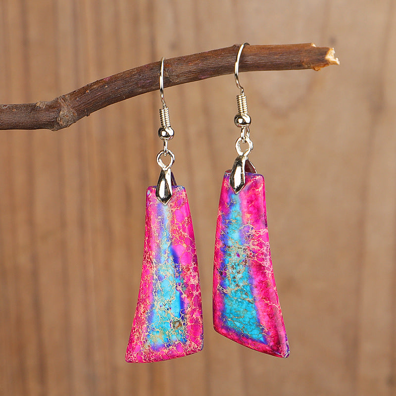 Bohemian Style with Irregular Emperor Stone Dangle Earrings / DE0001