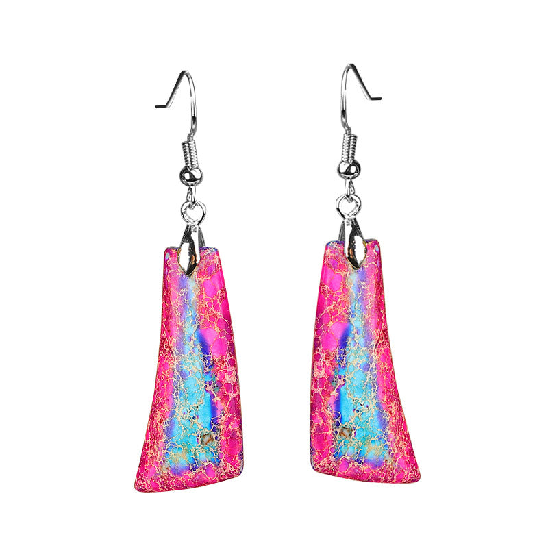 Bohemian Style with Irregular Emperor Stone Dangle Earrings / DE0001