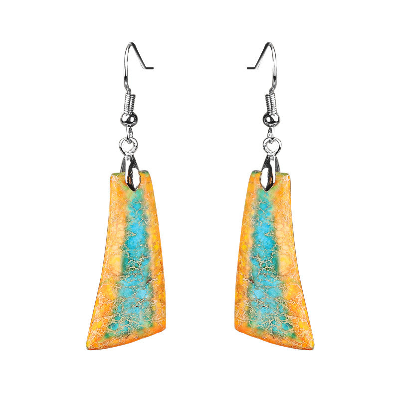Bohemian Style with Irregular Emperor Stone Dangle Earrings / DE0001