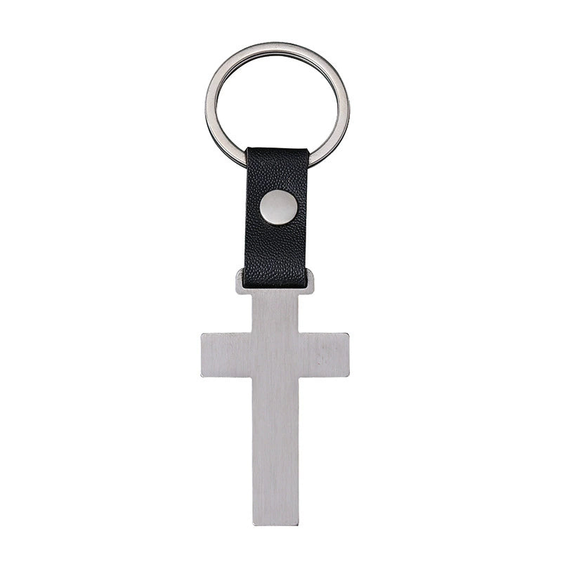 Bulk Engravable wholesale blank stainless steel leather keychain / KC3508