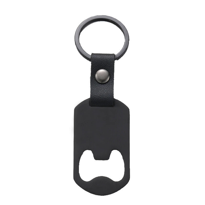 Bulk Engravable wholesale blank stainless steel leather keychain / KC3508
