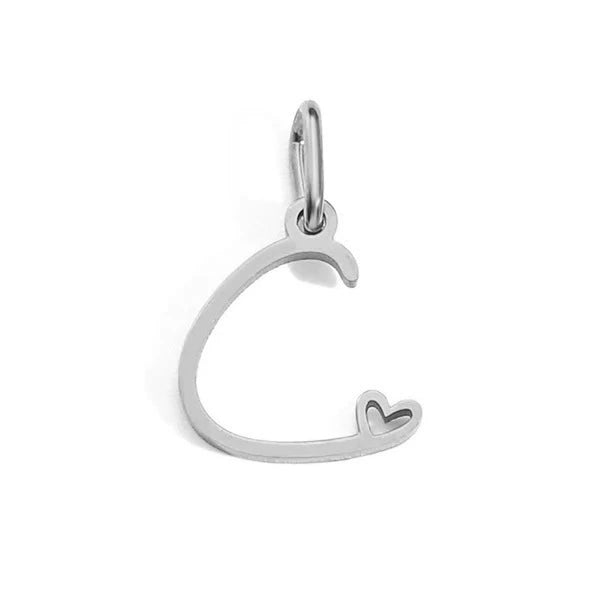 Stainless Steel A-Z Letter Heart Pendant (Pk of 10 ) / KP0002