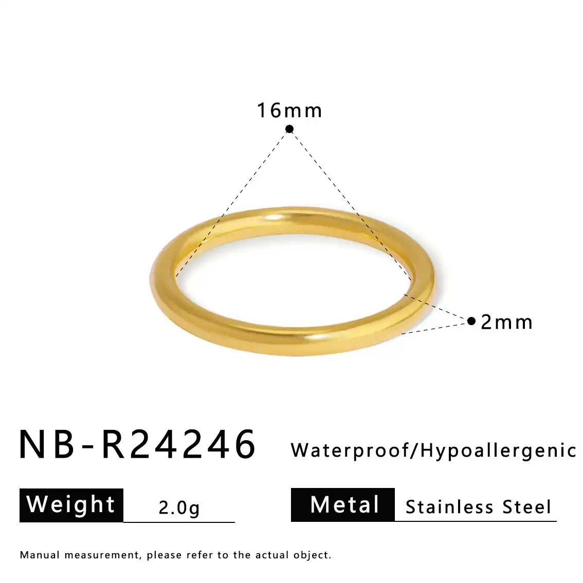Colorful zircon 18K gold stainless steel ring / 25204007