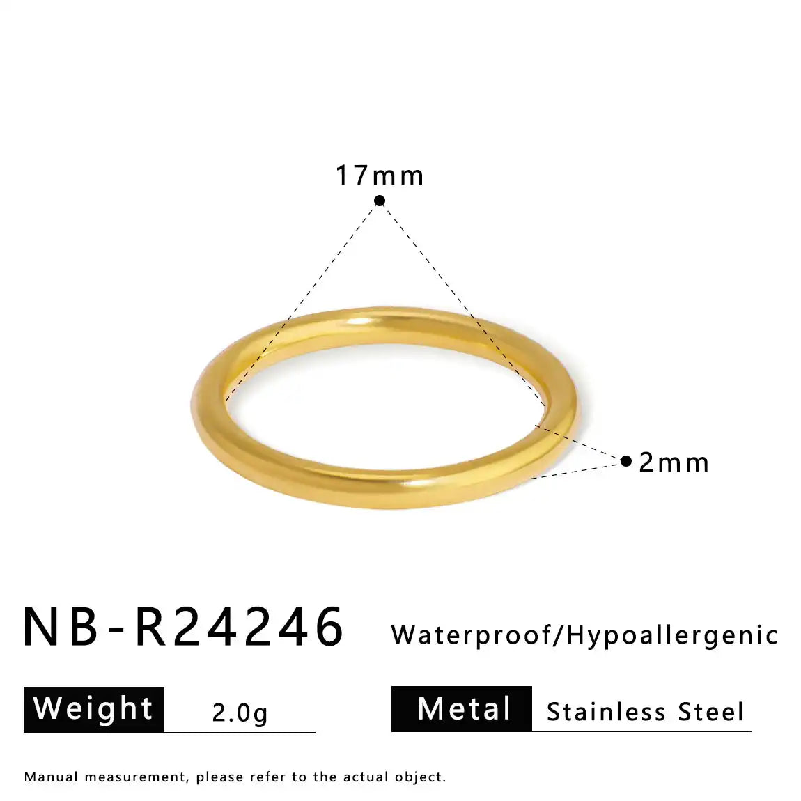 Colorful zircon 18K gold stainless steel ring / 25204007