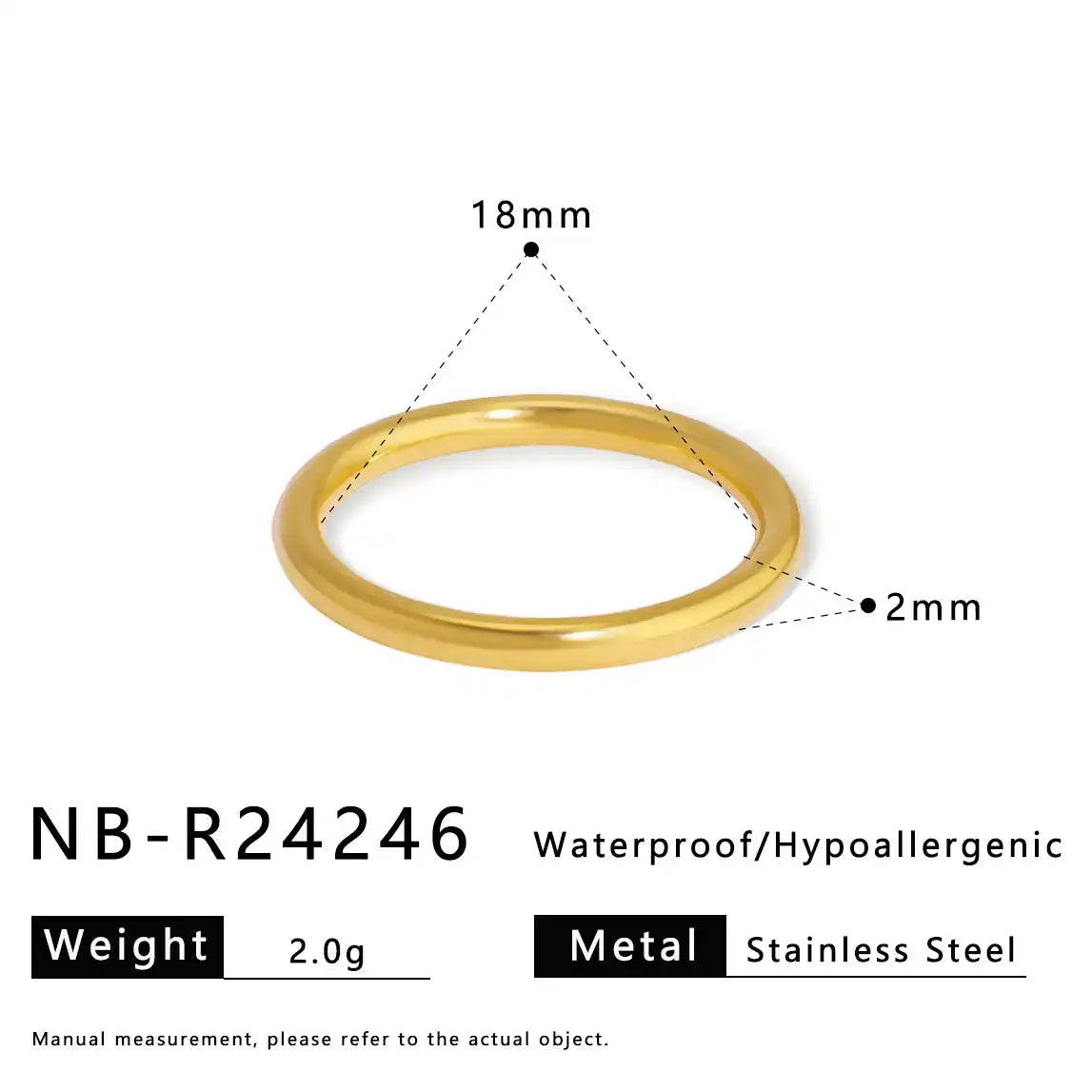 Colorful zircon 18K gold stainless steel ring / 25204007