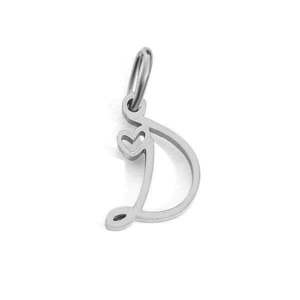 Stainless Steel A-Z Letter Heart Pendant (Pk of 10 ) / KP0002