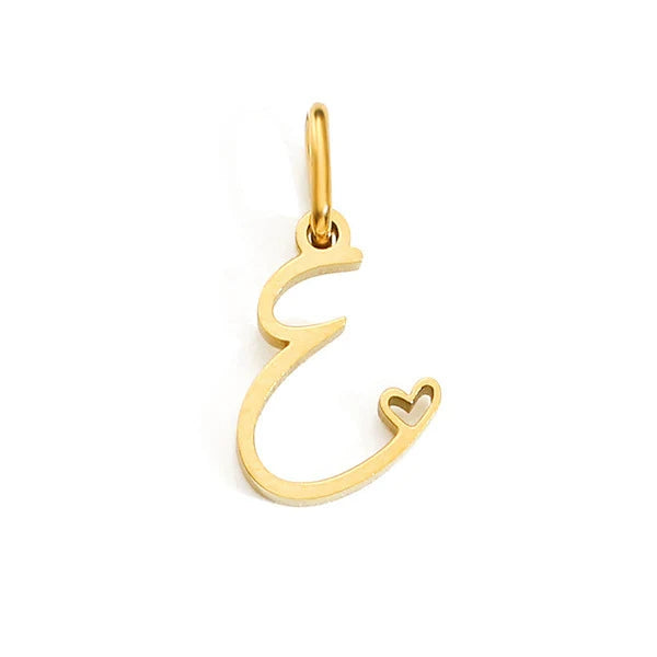 Gold Plated Stainless Steel A-Z Letter Heart Pendant (Pk of 10 ) / KP0003