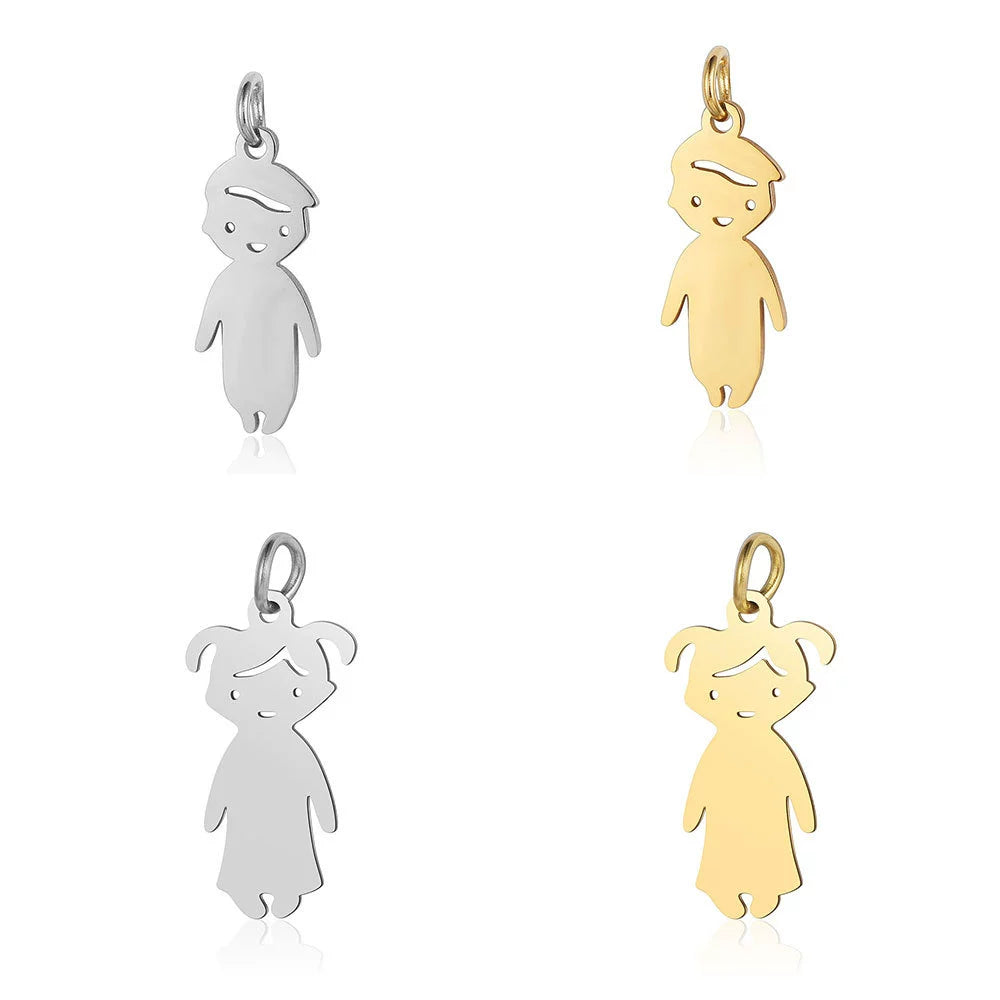 Engravable Stainless Steel Boy Girl Shape Pendant (Pk of 5 ) / KC2022