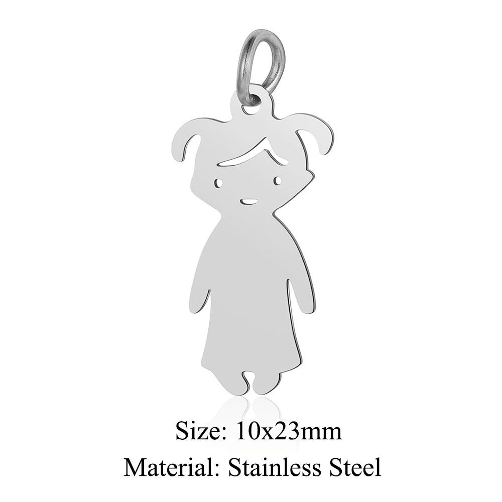 Engravable Stainless Steel Boy Girl Shape Pendant (Pk of 5 ) / KC2022