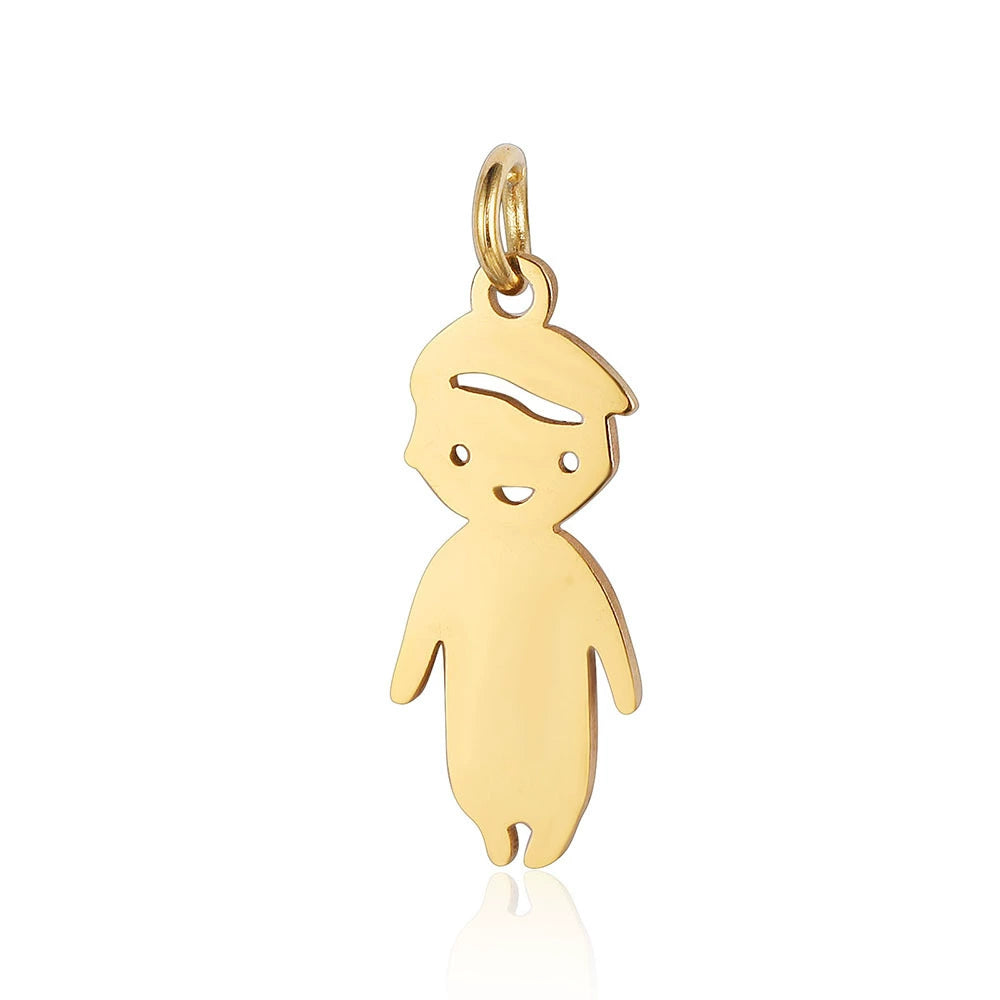 Engravable Stainless Steel Boy Girl Shape Pendant (Pk of 5 ) / KC2022